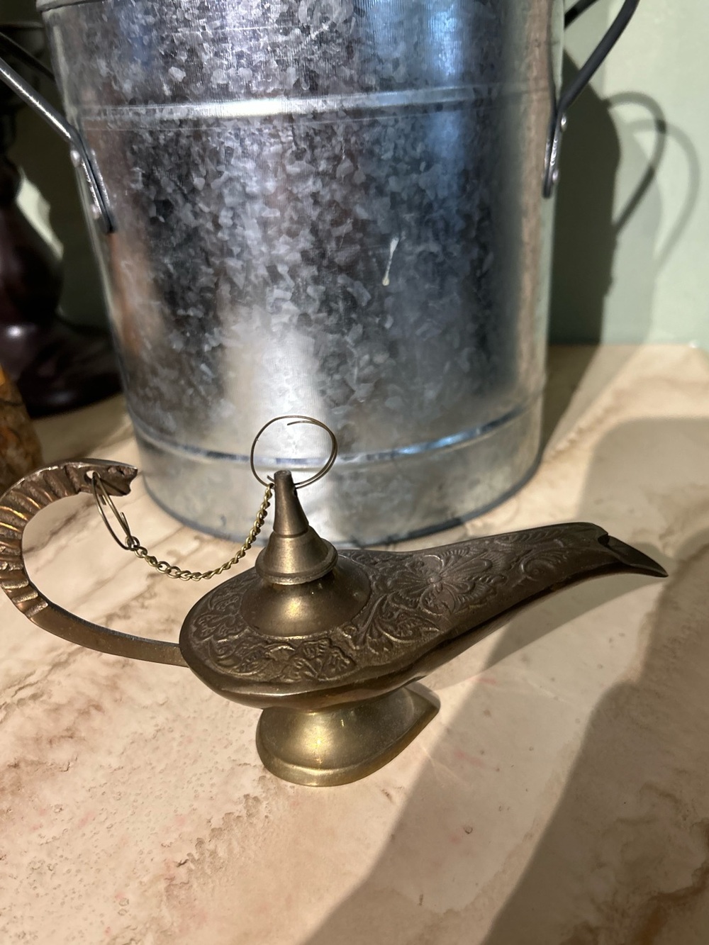 Vintage Brass Aladdin Genie Lamp Middle Eastern Decor | Decorative Mystical Gift